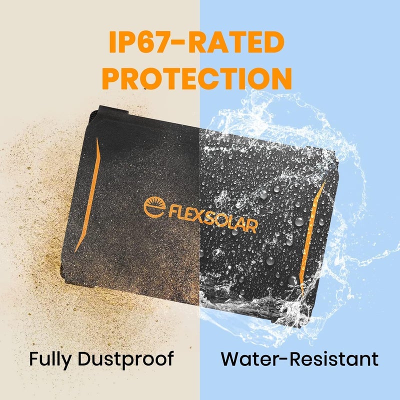 FlexSolar 30W Portable Solar Panel Chargers QC3.0 18W USB-A USB-C Output Foldable Small Power Emergency ETFE Panels IP67 Waterproof Camping Backpacking Hiking for Cell Phone Power Banks Flashlight - Image 3